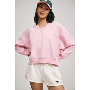 Daily Practice by Anthropologie Horseshoe Sweatshirt Top Oversized Pink S 288807